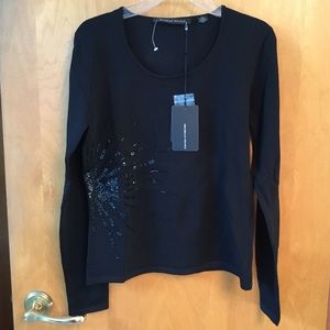 NWT Michelle Nicole Black Beaded/sequined top